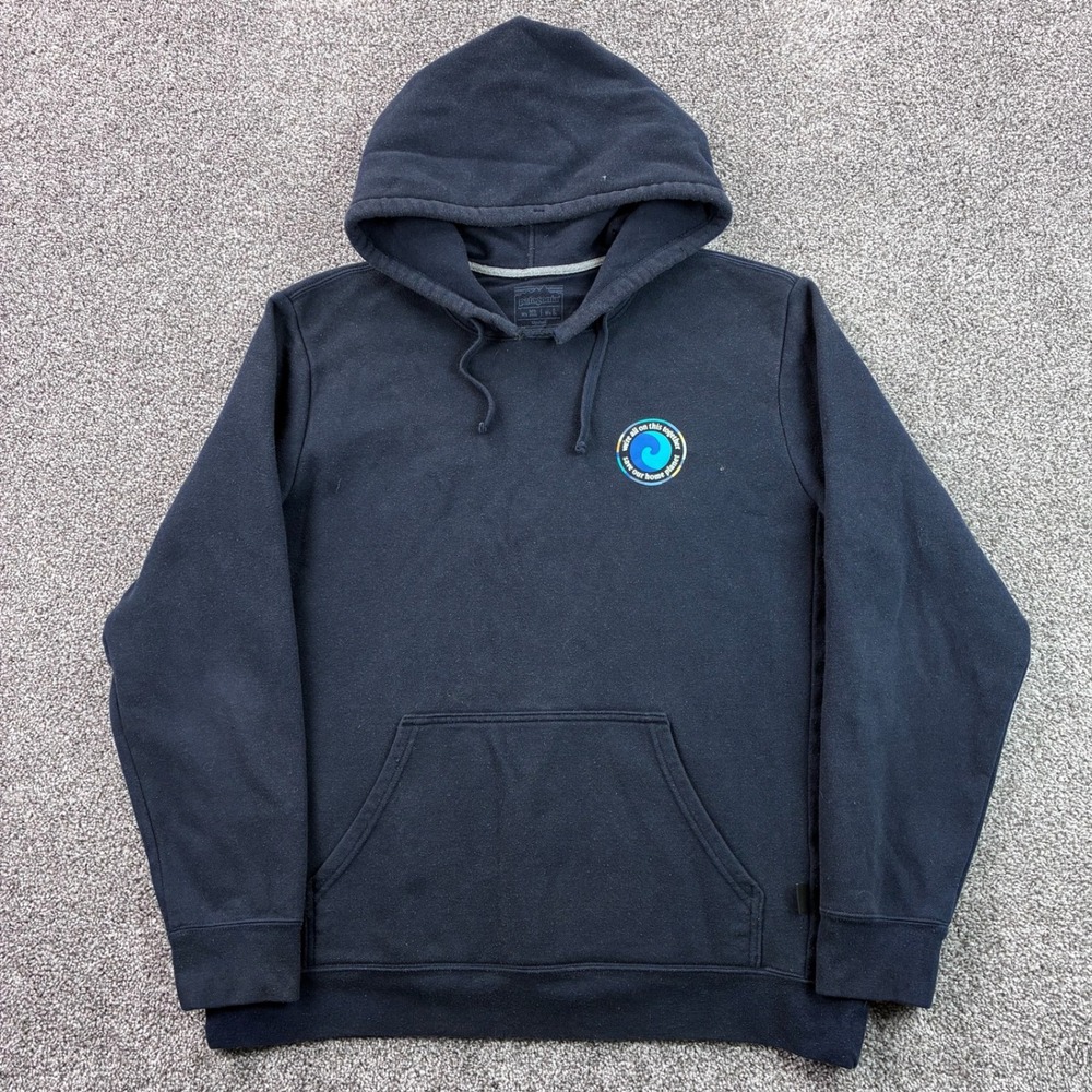 Patagonia Uprisal Hoodie Mens Large Blue Circle Logo Sweatshirt Save Our‎ Planet